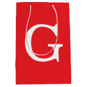 Initial Letter Monogram Red White Plain Simple Mittlere Geschenktüte (Vorderseite)