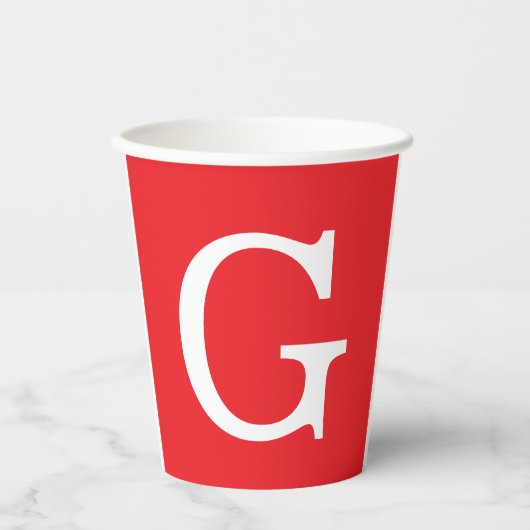 Initial Letter Monogram Red White Plain Simple Pappbecher (Vorderseite)