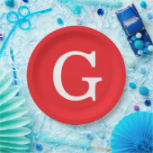 Initial Letter Monogram Red White Plain Simple Pappteller (Party)