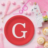Initial Letter Monogram Red White Plain Simple Pappteller (Party)