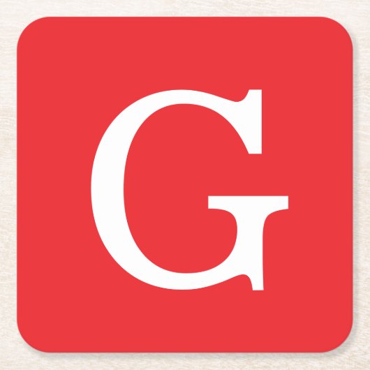 Initial Letter Monogram Red White Plain Simple Rechteckiger Pappuntersetzer (Vorderseite)