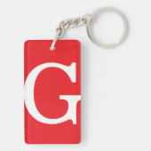 Initial Letter Monogram Red White Plain Simple Schlüsselanhänger (Rückseite)