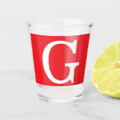 Initial Letter Monogram Red White Plain Simple Schnapsglas (Vorderseite)