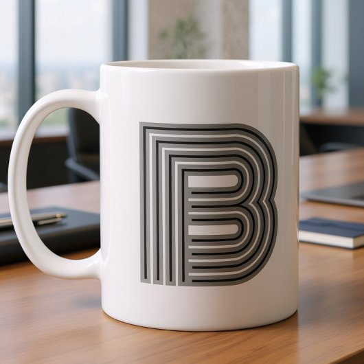 Initial Letter Monogram Schwarz-weiß Modern Stilvo Kaffeetasse