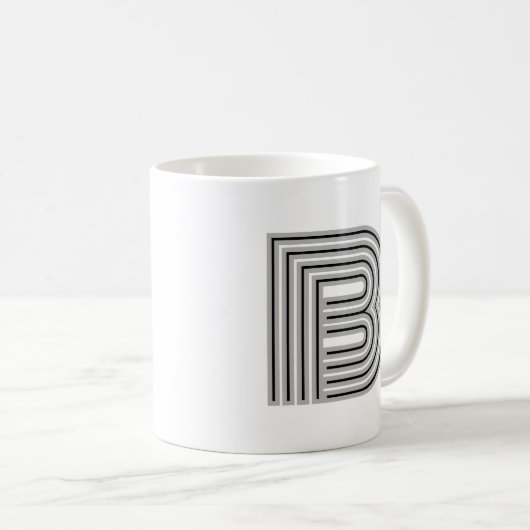 Initial Letter Monogram Schwarz-weiß Modern Stilvo Kaffeetasse (VorderseiteRechts)