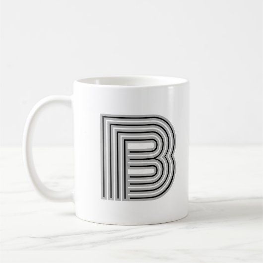 Initial Letter Monogram Schwarz-weiß Modern Stilvo Kaffeetasse (Links)