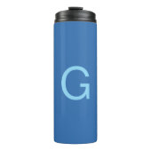 Initial Letter Monogram Steel Blue Custom Plain Thermosbecher (Vorderseite)