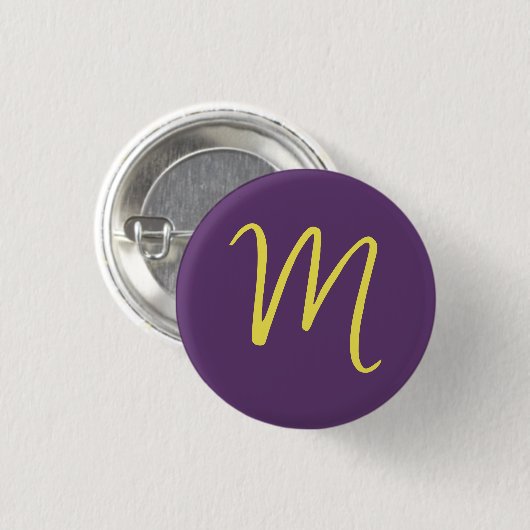 Initial Letter Monogram Stylish Indigo Yellow Button (Vorne & Hinten)