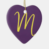 Initial Letter Monogram Stylish Indigo Yellow Keramik Ornament (Rechts)