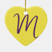 Initial Letter Monogram Stylish Indigo Yellow Keramik Ornament (Hinten)