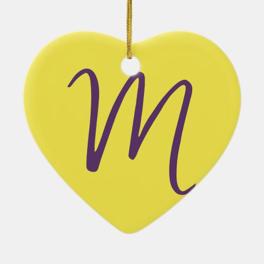 Initial Letter Monogram Stylish Indigo Yellow Keramik Ornament (Hinten)