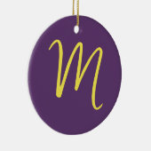 Initial Letter Monogram Stylish Indigo Yellow Keramik Ornament (Rechts)