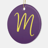 Initial Letter Monogram Stylish Indigo Yellow Keramik Ornament (Links)