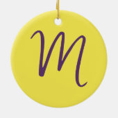 Initial Letter Monogram Stylish Indigo Yellow Keramik Ornament (Hinten)
