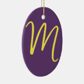 Initial Letter Monogram Stylish Indigo Yellow Keramik Ornament (Rechts)
