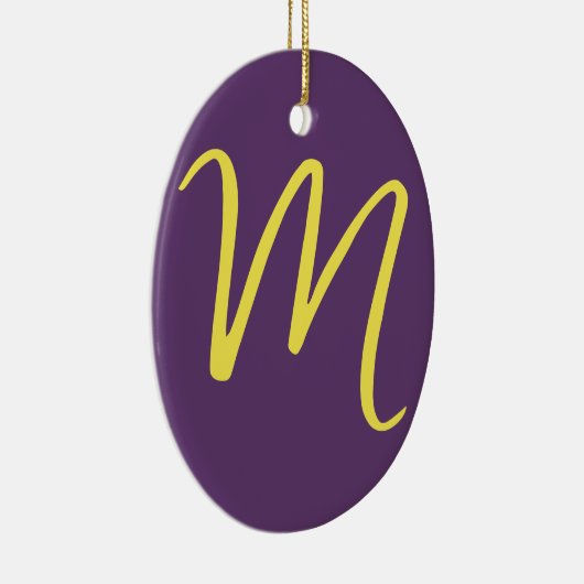 Initial Letter Monogram Stylish Indigo Yellow Keramik Ornament (Rechts)