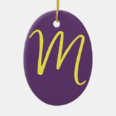 Initial Letter Monogram Stylish Indigo Yellow Keramik Ornament (Vorne)