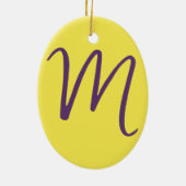Initial Letter Monogram Stylish Indigo Yellow Keramik Ornament (Hinten)