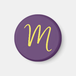 Initial Letter Monogram Stylish Indigo Yellow Magnet