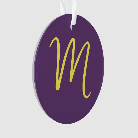 Initial Letter Monogram Stylish Indigo Yellow Ornament (Vorderseite)