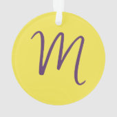 Initial Letter Monogram Stylish Indigo Yellow Ornament (Rückseite)