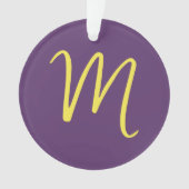 Initial Letter Monogram Stylish Indigo Yellow Ornament (Vorderseite)