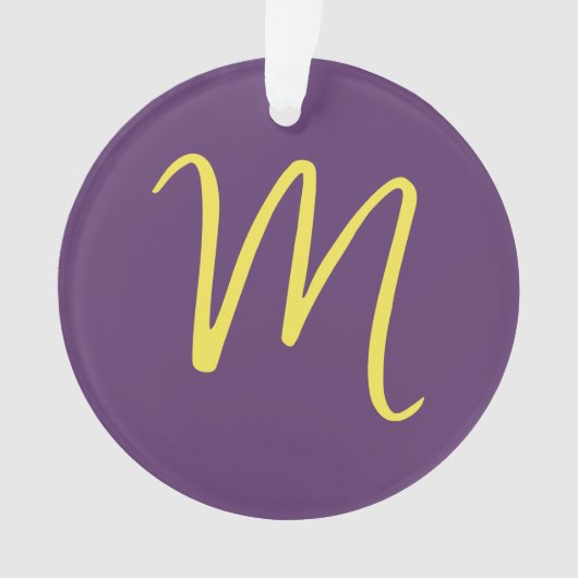 Initial Letter Monogram Stylish Indigo Yellow Ornament (Vorderseite)