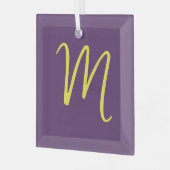 Initial Letter Monogram Stylish Indigo Yellow Ornament Aus Glas (Vorderseite links)