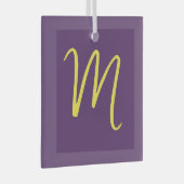 Initial Letter Monogram Stylish Indigo Yellow Ornament Aus Glas (Vorderseite Rechts)