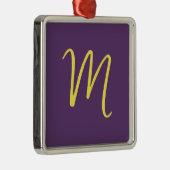 Initial Letter Monogram Stylish Indigo Yellow Ornament Aus Metall (Rechts)