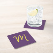 Initial Letter Monogram Stylish Indigo Yellow Rechteckiger Pappuntersetzer (Vor Ort)