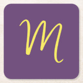 Initial Letter Monogram Stylish Indigo Yellow Rechteckiger Pappuntersetzer (Vorderseite)
