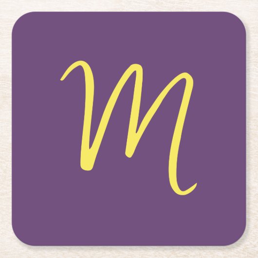 Initial Letter Monogram Stylish Indigo Yellow Rechteckiger Pappuntersetzer (Vorderseite)