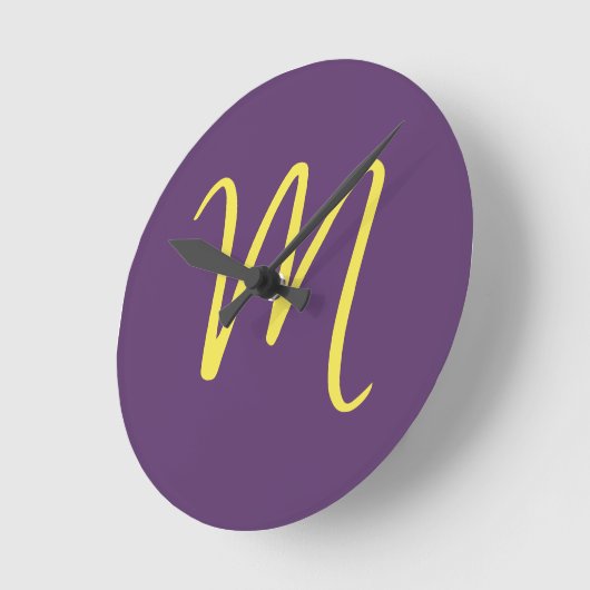 Initial Letter Monogram Stylish Indigo Yellow Runde Wanduhr (Winkel)