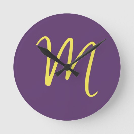 Initial Letter Monogram Stylish Indigo Yellow Runde Wanduhr (Vorderseite)