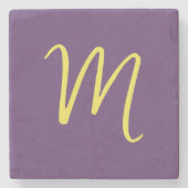 Initial Letter Monogram Stylish Indigo Yellow Steinuntersetzer (Vorderseite)