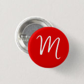Initial Letter Monogram Stylish Red White Button (Vorne & Hinten)