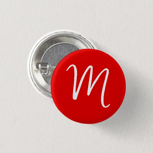 Initial Letter Monogram Stylish Red White Button (Vorne & Hinten)
