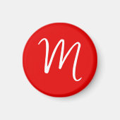 Initial Letter Monogram Stylish Red White Magnet (Vorne)