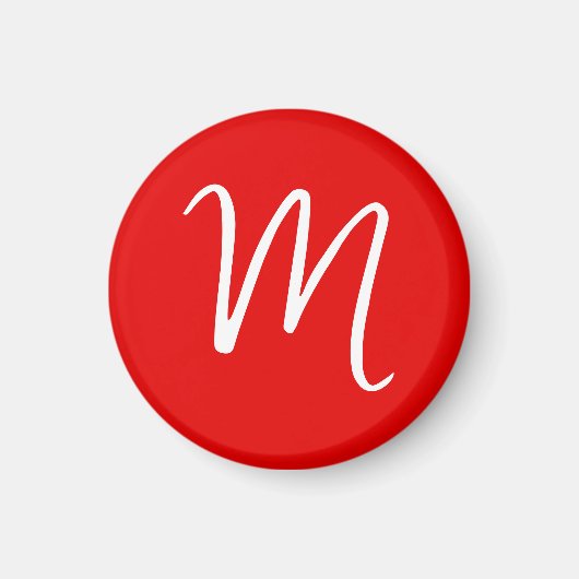 Initial Letter Monogram Stylish Red White Magnet (Vorne)