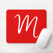 Initial Letter Monogram Stylish Red White Mousepad (Mit Mouse)