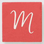 Initial Letter Monogram Stylish Red White Steinuntersetzer (Vorderseite)