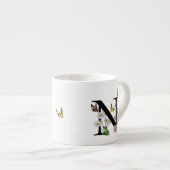 Initial Letter N Floral Butterfly Monogramm Espressotasse (Vorderseite Rechts)