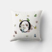 Initial Letter O Floral Butterfly Monogramm Kissen (Rückseite)