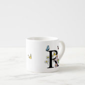 Initial Letter R Floral Butterfly Monogramm Espressotasse (Vorderseite Rechts)