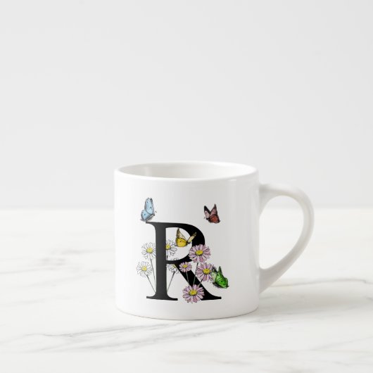 Initial Letter R Floral Butterfly Monogramm Espressotasse (Rechts)