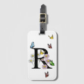 Initial Letter R Floral Butterfly Monogramm Gepäckanhänger (Vorderseite Vertikal)