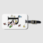 Initial Letter R Floral Butterfly Monogramm Gepäckanhänger (Vorderseite (Horizontal))