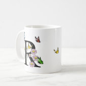 Initial Letter R Floral Butterfly Monogramm Kaffeetasse (Vorderseite Links)