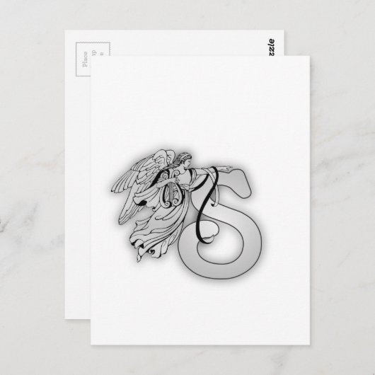 Initial Letter S Angel Monogram Postkarte (Vorne/Hinten)
